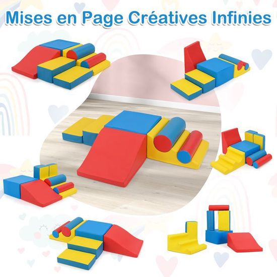 Parcours Motricité Bébé avec Piscine à Balles pour Enfant - Blanc Gris