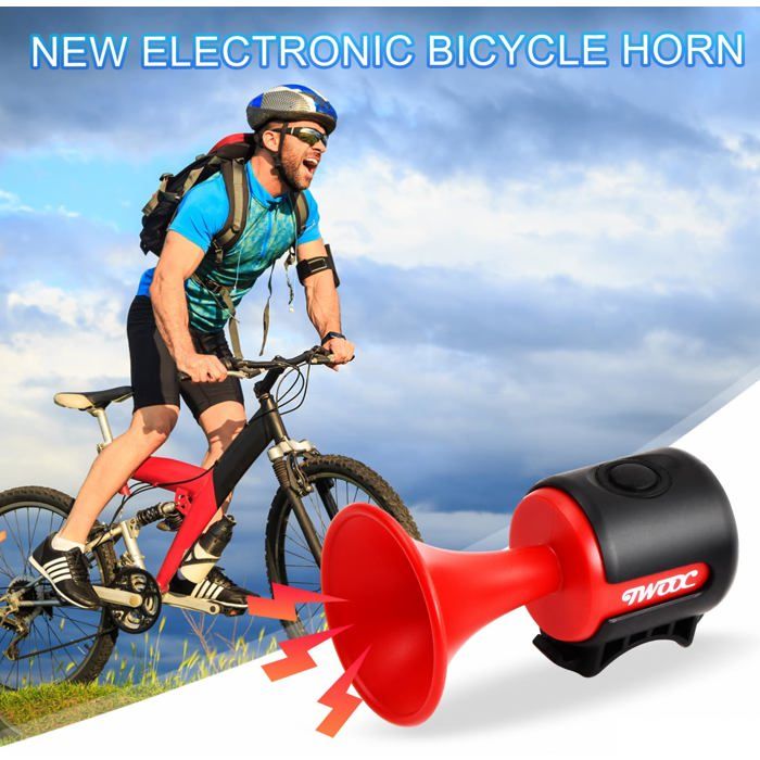 Sonnette Vélo électrique 120 DB – Étanche IPX4, 5 Sons, Piles Incluses – Pour VTT, Route, Scooter, 22-30 Mm