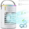 (Blanc) Mini climatiseur portable silencieux, ventilateur et rafraîchisseur d'air, climatiseur mobile USB 600 ml