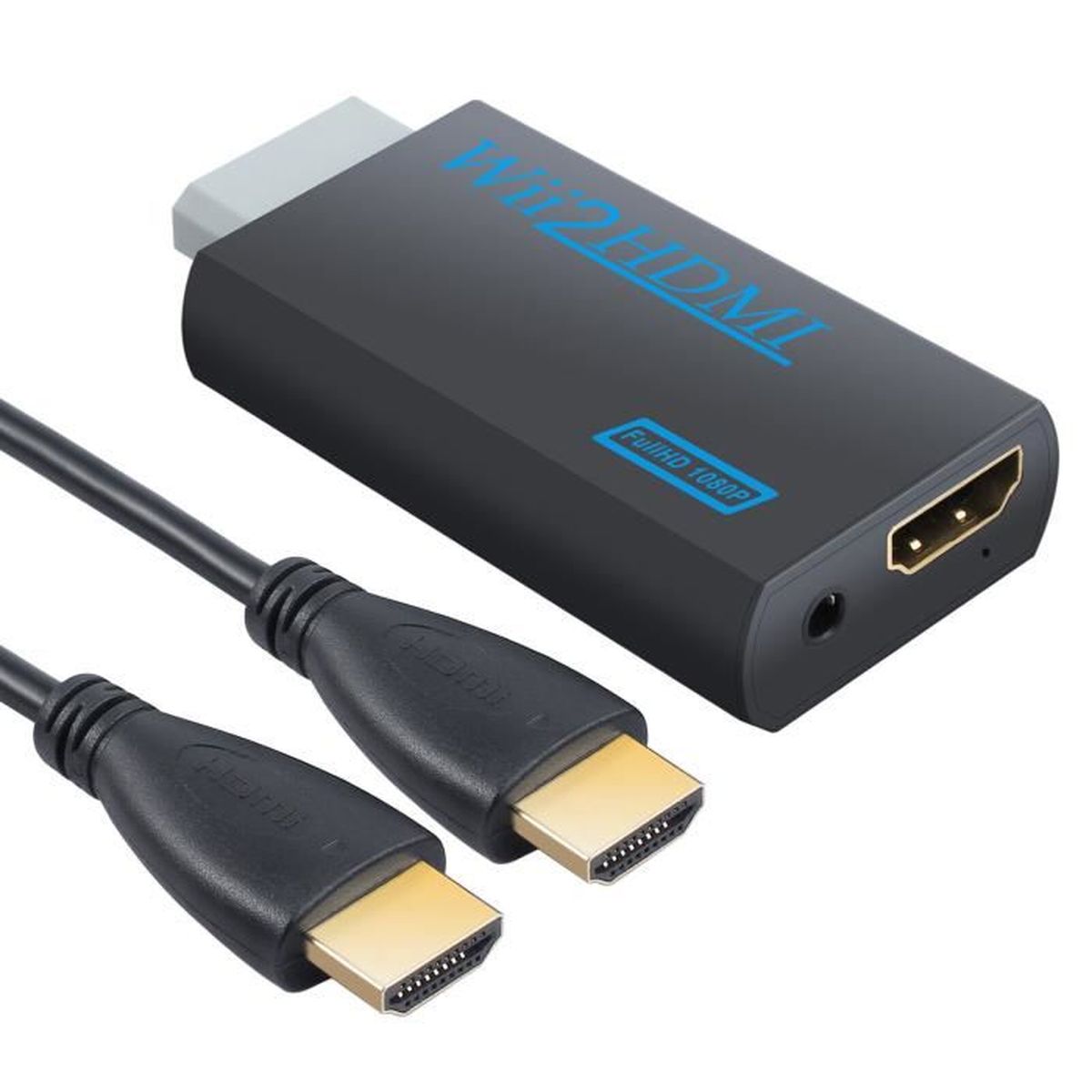 Wii HDMI Convertisseur , Adaptateur Vidéo Noir avec Câble de 1 m
