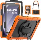 HOUSE OF HARLOW 1960 Coque pour Galaxy Tab A9 Plus 11" 2023, avec Protecteur d'écran/Support Rotatif à 360°/Dragonne/Bandoulière/Porte-Stylo, Orange