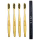 CANDORE 4 Brosses à Dent Bambou - Bright Clean - 100% Biodégradable, Bambou Naturel, Poils Infusés au Charbon Actif
