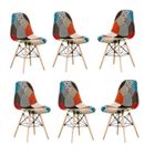 LIFE INTERIORS Lot de 6 chaises de salle à manger en tissu patchwork tulipe – Style Eiffel vintage, pieds en bois – Salle à manger et cuisine