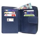 Porte monnaie femme cuir véritable fermeture autour, portefeuille 9 cartes, billets, monnaie, identité, permis -Bleu marine-LOLUNA®
