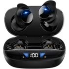 FINGERTIME Écouteur Sans fil 4 Micros Intégrés Étanche IPX7 Casque Bluetooth 5.1 Son Hi-Fi Stéréo Autonomie 48h Appel HD Écran LED,Noir