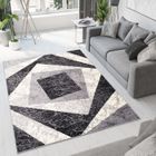 TAPISO Tapis Salon Poil Court DREAM Gris Carreau 100% Polypropylène Intérieur 160x220 cm