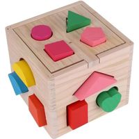 Jeu Cubes en Bois intellectuelle 13 Trous ,Forme Boîte Enfants Bébé Jouets Éducatifs Coloré Géométrie