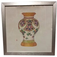 Fine Asianliving Tableau sur Toile Décoration Murale Chinois Encadré chinois Vase en PorcelaineFruit L 35 x P 3 x H 35 cm