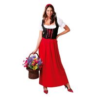 Déguisement de paysanne rouge - Médiéval - Femme - Bandeau, gilet et robe
