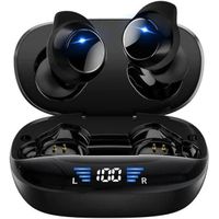 Écouteur Sans fil 4 Micros Intégrés Étanche IPX7 Casque Bluetooth 5.1 Son Hi-Fi Stéréo Autonomie 48h Appel HD Écran LED,Noir
