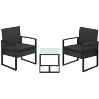 Ensemble table et chaises de jardin SONGMICS - Noir - 2 fauteuils et 1 table - Capacité de charge 150 kg - Métal