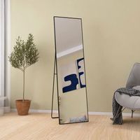 Miroir pleine longueur - 140x45 cm - Cadre en velours - Verre Trempé HD - à Accrocher ou à Poser - Décoratif - Noir - Maison Miroir pleine longueur - 140x45 cm - Cadre en velours - Verre Trempé HD - à Accrocher ou à Poser - Décoratif - Noir - Maison