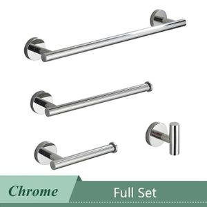 CLIC-CLAC Porte-serviettes rond en acier inoxydable,ensemble de matériel de salle de bains,porte-papier hygiénique,anneau - Chrome Full Set
