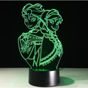 OBJETS LUMINEUX DÉCO  3D Nuit Lumière Lampe Acrylique Coloré La Reine des Neiges Frozen Elsa Anna Neuf