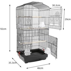 VOLIÈRE - CAGE OISEAU Agileki Volière cage oiseau en métal noir Perruche
