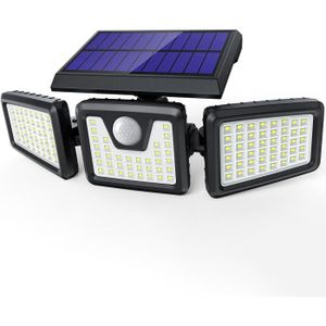 SPOT D'EXTÉRIEUR  128Led Lampe Solaire De Sécurité À Détecteur De Mouvement, Spot Mural Extérieur Puissant Sans Fil Avec 3 Têtes[n154]