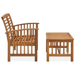 Ensemble table et chaise de jardin Salon de jardin 2 pcs Bois d'acacia solide - CIKONIELF - Look vintage - Extérieur