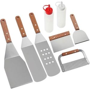 BARBECUE FUNNING-8Pcs Kit Accessoires Barbecue - Professionnelle en Acier Inoxydable Robuste Spatules pour Barbecue