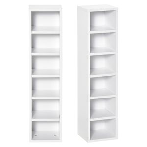 BIBLIOTHÈQUE  Lot de 2 étagères colonnes HOMCOM - Armoire de rangement CD-DVD - 12 compartiments - Blanc