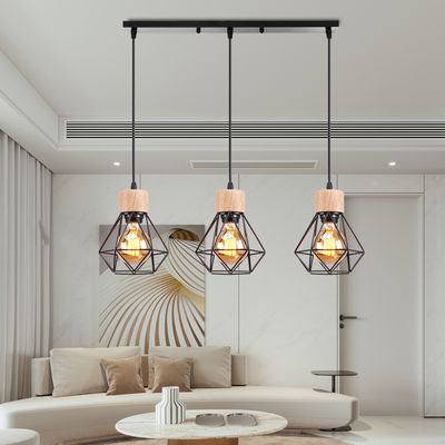 Suspension Luminaire 3 Douilles E27 Vintage JZCDR - Lampe Suspendue Industrielle Avec Câble Et Interrupteur