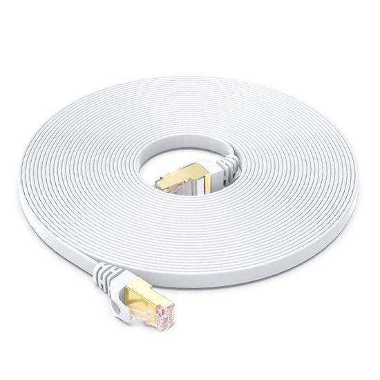 Câble Ethernet Plat Cat7 De 15 M, Câble Réseau Gigabit Rj45 Lan Haute