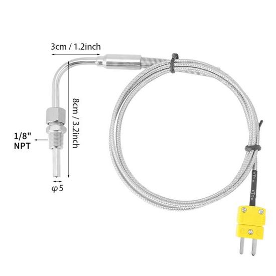 Sonde Thermocouple Type K EGT - Capteur Température 0-1250°C Embout Exposé 5mm 1/8 NPT