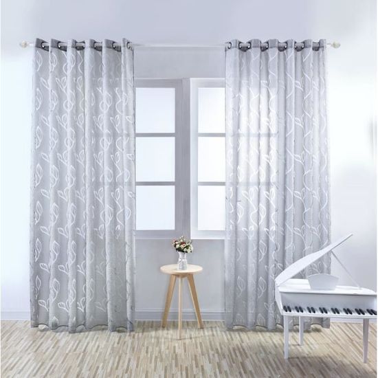 Rideaux Voilages En Lin Coton - Lot De 2 Panneaux, œillets, 142x137 Cm