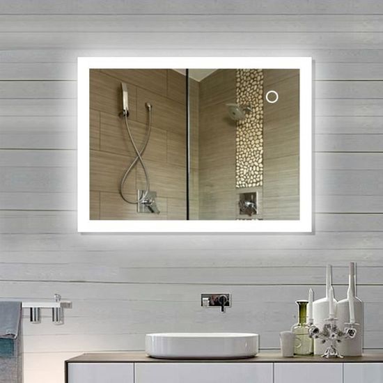 Miroir mural LED anti-buée de salle de bain 90x70cm