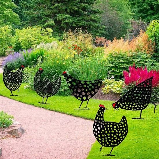 Lot De 1-2 Statues De Coq En Acrylique Pour Décoration De Jardin