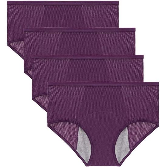 Lot De 4 Culottes Menstruelle Femmes Nylon Doux Taille Respirante