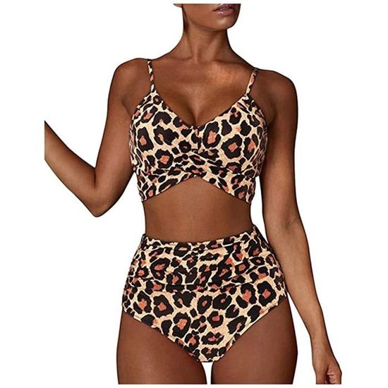 Bikini Femme CUPSHE - Ensemble Froncé Torsadé Imprimé Floral Avec Lacets