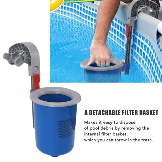 Écumeur De Piscine Flottant Avec Panier Amovible - Pour Piscines Tubulaires Hors Sol, Nettoyage Automatique Des Débris, Taille ~45x20 Cm