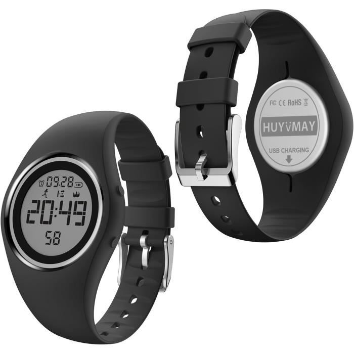Non Connectée Podomètre Montres sans App, Montre Rechargeable à Durée de Vie de la Batterie de