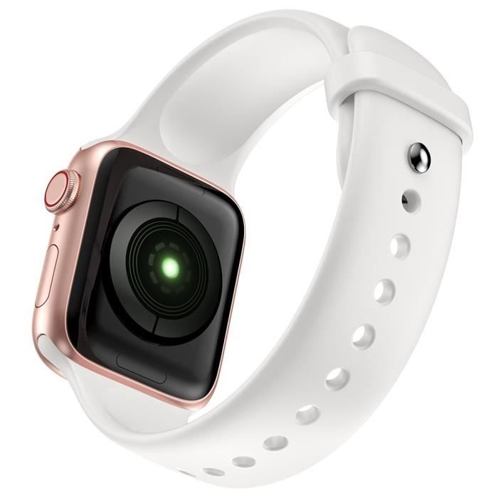 Bracelet Pour Montre Connectée Silicone Remplacement Pour Apple Watch Se 44Mm-6 44Mm-5 44Mm-4 44Mm-3 42Mm-2 42Mm-1 42Mm -Blanc