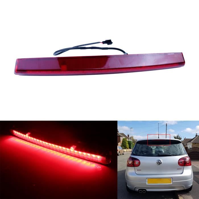 ANGRONG Rouge Lentille LED Feu de Stop Supplémentaire Arriere Feux de freinage Pour VW Golf 5 GTI R32 Polo 9N Passat Variant R36