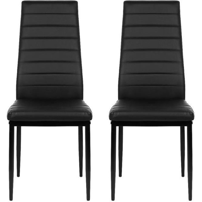 Lot de 6 Chaises de salle à manger 6 pcs Cuir artificiel Chaises au Design Moderne Noir