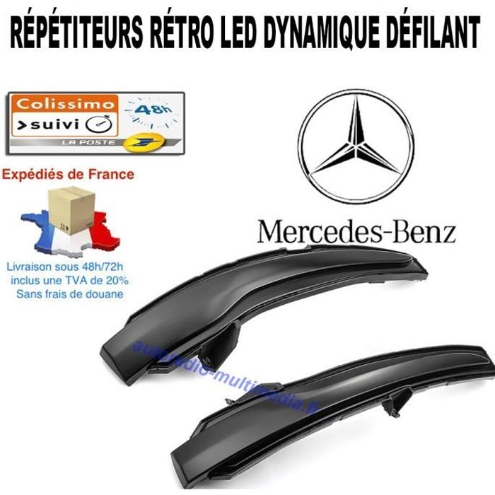 Clignotant Dynamique, Defilant pour Mercedes Mercedes Classe A, B, E, C, CLA, GLA, GLK, S, GLS...