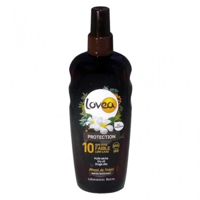 Lovea Huile Sèche Protection SPF 10 Monoï de Tahiti Water Resistant 200ml (lot de 2)