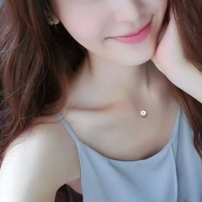 Collier - Solitaire - Nylon/Transparent - Ras-Du-Coup - Blanc