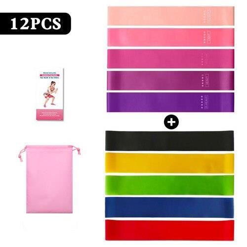 Bandes de résistance ensemble Fitness bandes de caoutchouc Elastique Musculation entraînement gomme expanseur exe - 12Pcs - KOBM5089