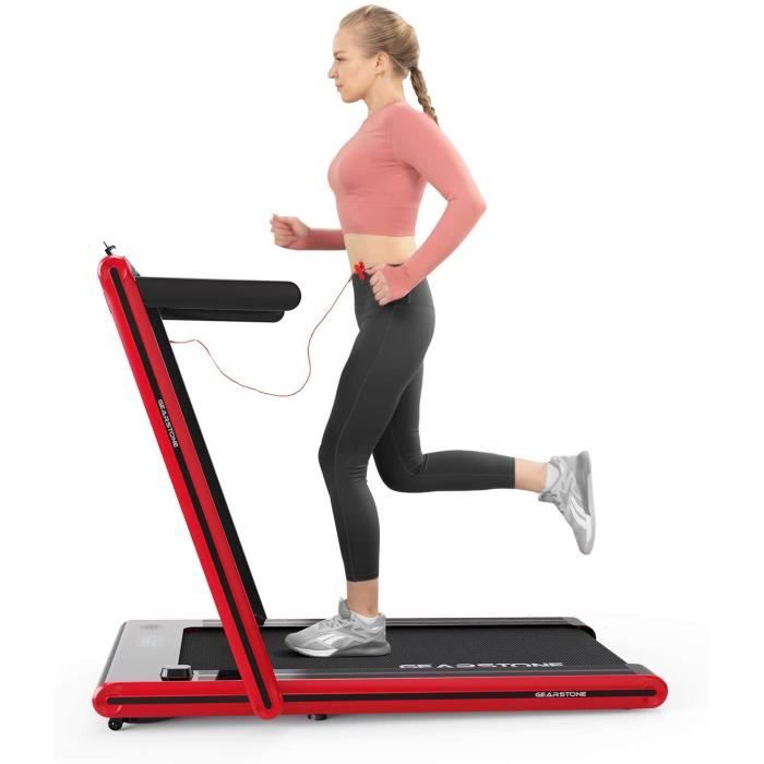 GEARSTONE Tapis de Course Pliant 2 en 1,Moteur Puissant 2HP,1-15km/h avec 2 Modes Sportifs Préréglées, Double Affichage & Contrôle É