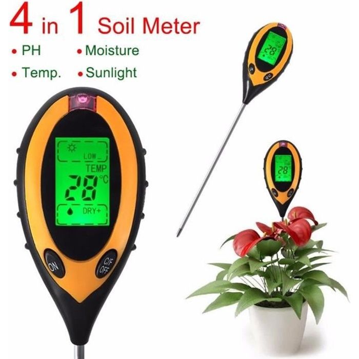 Testeur 3 en 1 Testeur dhumidit/é du sol Pour sol v/ég/étal Id/éal pour pelouse de ferme et jardin Sungpunet densoleillement et dacidit/é