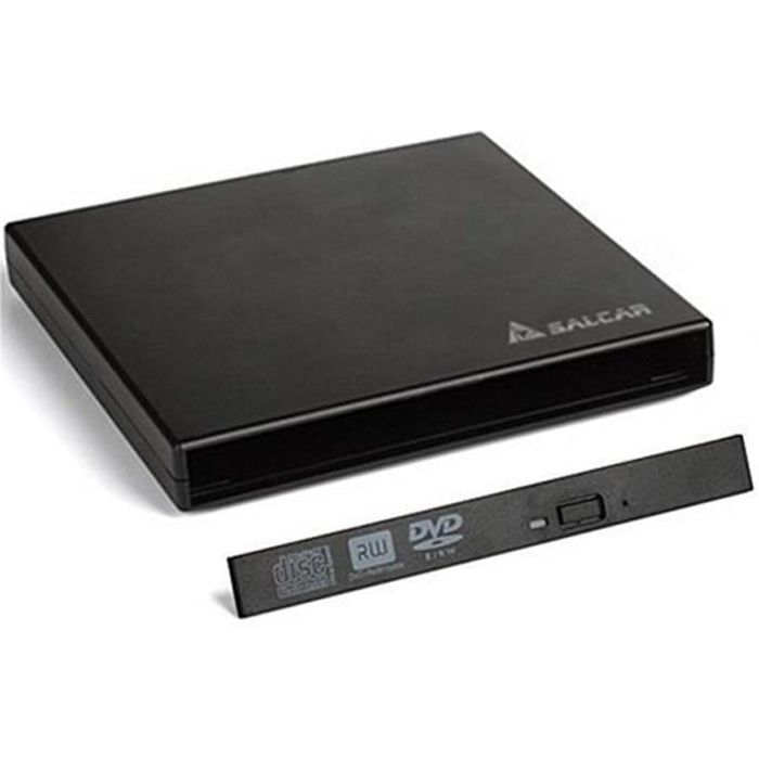 Salcar - Boîtier Externe USB2.0 pour lecteur graveur CD- DVD- Blu−Ray 12,7 mm d’épaisseur de l’interface SATA (Noir)