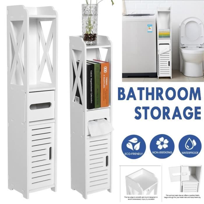 Colonne de salle de bain L 80 cm - Blanc - 80 x 15.5 x 15 cm (LxPxH) -HB065