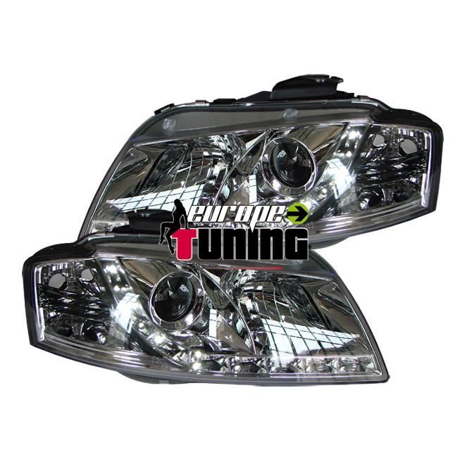 phares à LED diurnes, DragonLights, chrome A3, 03-08 chrome pour: Audi A3 03-08