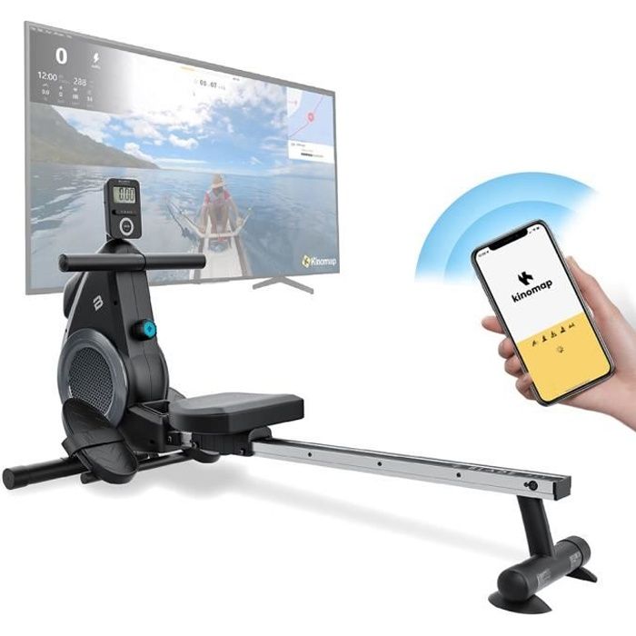 Bluefin Fitness Rameur Blade FIT | Compatible Kinomap | Rameur à domicile | Pliable pour le stockage | Ecran numérique LCD | Applica