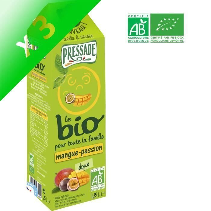 PRESSADE Nectar de mangue passion Bio (Lot de 3x 1,5 L)
