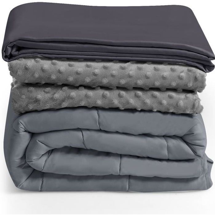 DREAMADE Couverture Lestée 9,1KG avec 2 Housses, Couverture Pondérée de Lit 183 x 122CM Haute Densité, pour Sommeil Profond, Gris