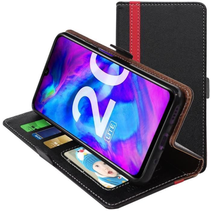 ebestStar ® pour Honor 20 Lite - Etui Portefeuille PU Cuir , Noir / Rouge
