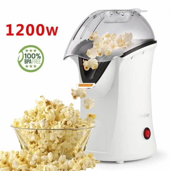 MEYKEY Machine à pop-corn Électrique 1200W Modèle BH9801 - Air Chaud - EU Prise / Blanc